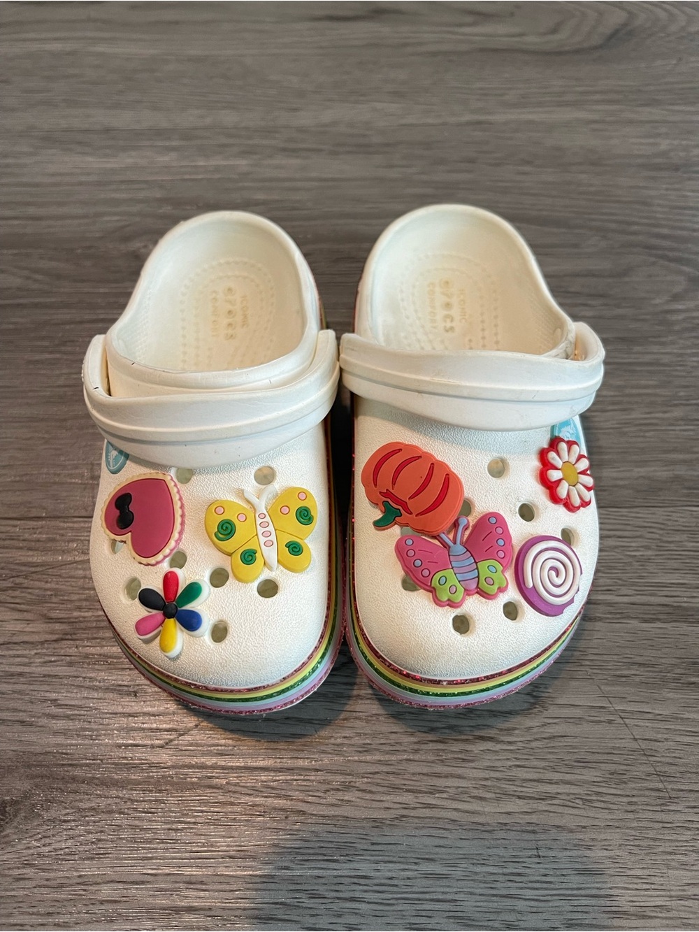 Girls white crocs size 9